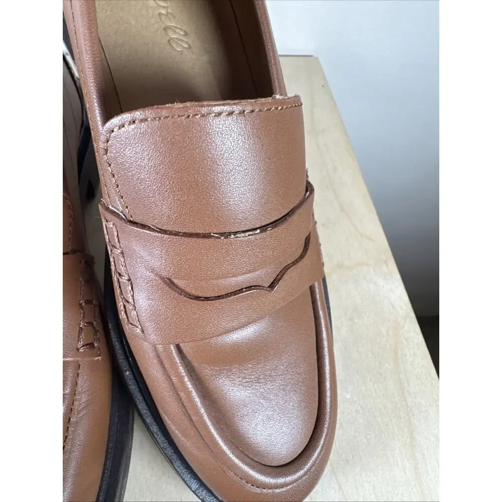 Madewell Womens Penny Loafers Vernon Shoes Tan 7.5 Leather Preppy Classic Chic